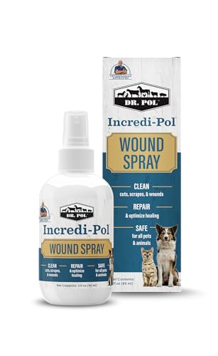 Dr. Pol Incredi-Pol Wundspray für Hunde, Katzen, Pferde und alle Tiere – Hunde-Wundpflege zur Reinigung von Schnitten, Schrammen, Hot Spots und mehr – Reparatur der Haut und Förderung der Heilung – 90 Dr. Pol Incredi-Pol Wundspray für Hunde, Katzen, Pferde und alle Tiere – Hunde-Wundpflege zur Reinigung von Schnitten, Schrammen, Hot Spots und mehr – Reparatur der Haut und Förderung der Heilung – 90 von Dr. Pol