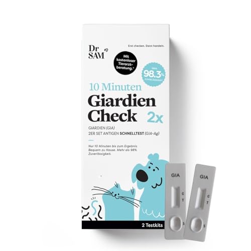 Dr. SAM Giardien Schnelltest für Hunde und Katzen - inklusive Tierarzt-Beratung, 2X Giardien-Test für zuhause, bei Darmparasiten und Durchfall, schnelles Ergebnis und hohe Zuverlässigkeit von Dr. SAM