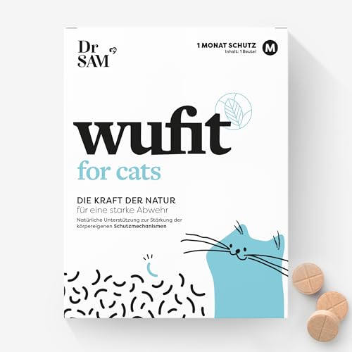 Dr. SAM Wurmkur sekundierende Tabletten für Katzen auf Pflanzenbasis - wufit als Unterstützung der natürlichen Magen-Darm-Funktion nach einem Wurmbefall - Katzen über 5kg von Dr. SAM