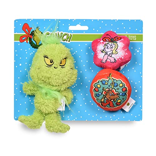 Dr. Seuss The Grinch Plüsch-Hundespielzeug, Schneeflocke, Quietschend, 3 Stück | Aus der Dr. Seuss Collection | Kleines Spielzeug, Backercard, 15,2 von Dr. Seuss for Pets