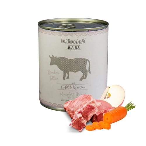 DR.CLAUDER'S - B.A.R.F. Komplett Menue Rinderteller | Fleischeintopf mit 100% Muskelfleisch, Innereien und Gemüse für ausgewachsene Hunde. Alleinfutter in der Dose | 800g Rind von Dr.Clauder´s