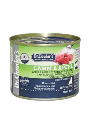 DR.CLAUDER'S - Selected Meat Prebiotic | Nassfutter in Lebensmittelqualität mit Inulin für eine gesunde Darmflora bei ausgewachsenen Hunden. Alleinfutter in der Dose | 200g Lamm&Apfel von Dr. Clauder's
