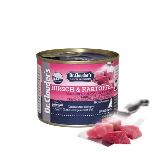 DR.CLAUDER'S - Selected Meat Prebiotic | Nassfutter in Lebensmittelqualität mit Omega-3 aus Lachsöl für ausgewachsene Hunde. Alleinfutter in der Dose | 200g Hirsch&Kartoffel von Dr. Clauder's