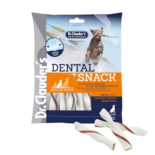 DR.CLAUDER’S - Dental Snack - Medium Breed | Bissfeste Kaustange mit 100% Fleisch für kleine bis mittelgroße, ausgewachsene Hunde. Zuckerfreier Hundesnack im Frischebeutel | 170g Ente von Dr.Clauder´s