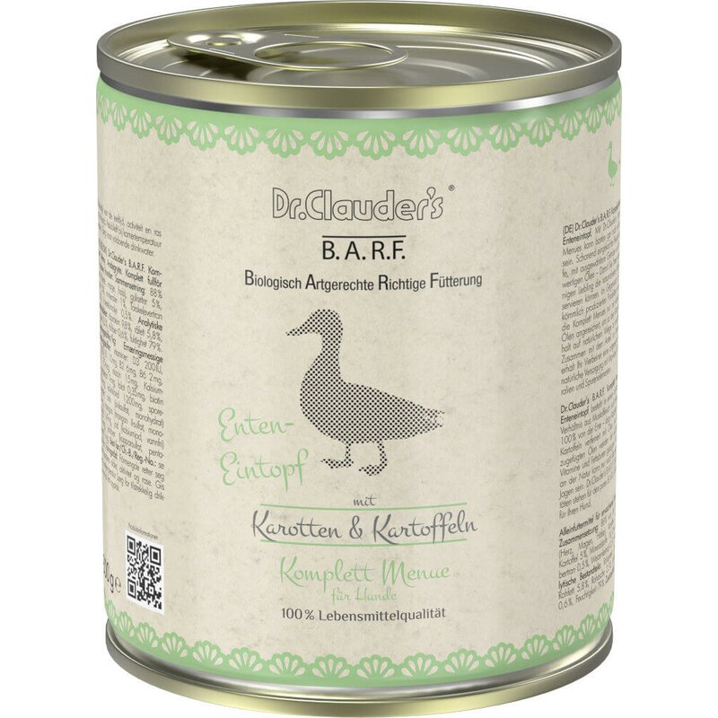 Dr. Clauders B.A.R.F. Komplett Menue Enteneintopf 800 g (7,86 € pro 1 kg) von Dr.Clauder's