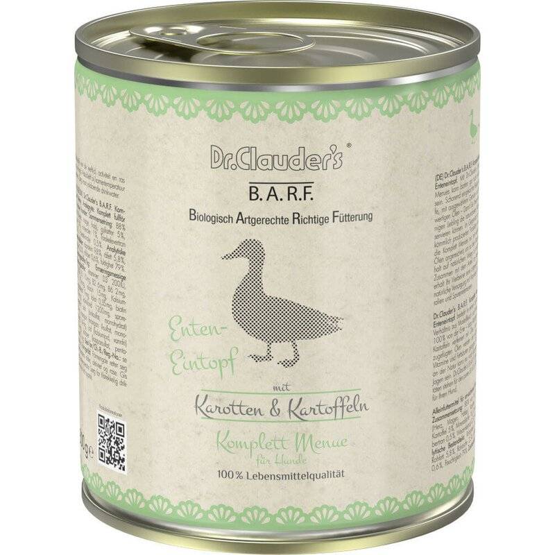 Dr. Clauders B.A.R.F. Komplett Menue Enteneintopf 800 g (7,86 € pro 1 kg) von Dr.Clauder's