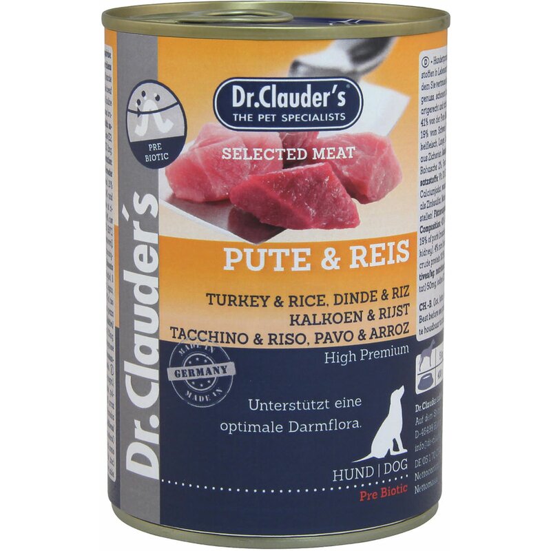 Dr. Clauders Dog Selected Meat Prebiotics Pute & Reis 400 g (4,97 € pro 1 kg) von Dr.Clauder's