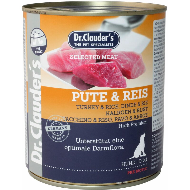 Dr. Clauders Dog Selected Meat Prebiotics Pute & Reis 800 g (4,21 € pro 1 kg) von Dr.Clauder's