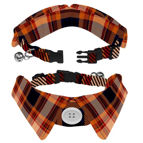 2 x Hundehalsband mit Revers-Design, verstellbar, mit Fliege, Karomuster 2 x Hundehalsband mit Revers-Design, verstellbar, mit Fliege, Karomuster von DragonBtu