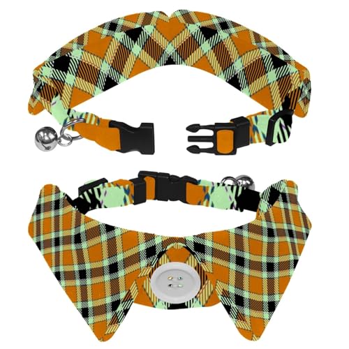 Haustier-Fliege, verstellbar, mit Fliege, Revers-Design, Schwarz, Kaffeekaro, 2 Stück von DragonBtu