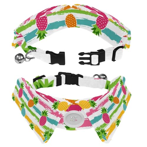 Hundehalsband mit Revers-Design, verstellbar, mit Fliege, Ananas, 2 Stück Hundehalsband mit Revers-Design, verstellbar, mit Fliege, Ananas, 2 Stück von DragonBtu