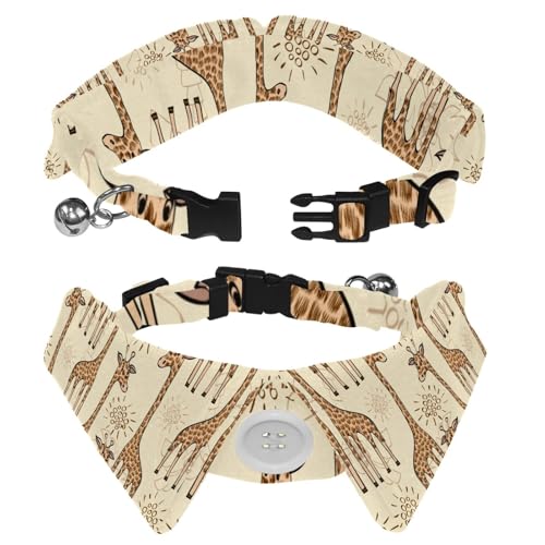 Hundehalsband mit Revers-Design, verstellbar, mit Fliege, Cartoon-Giraffe, 2 Stück Hundehalsband mit Revers-Design, verstellbar, mit Fliege, Cartoon-Giraffe, 2 Stück von DragonBtu
