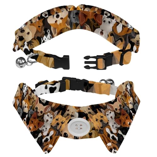 Hundehalsband mit Revers-Design, verstellbar, mit Fliege, Hunde-/Welpengesicht, 2 Stück Hundehalsband mit Revers-Design, verstellbar, mit Fliege, Hunde-/Welpengesicht, 2 Stück von DragonBtu
