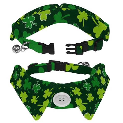 Hundehalsband mit Revers-Design, verstellbar, mit Fliege, Kleeblatt-Muster, 2 Stück Hundehalsband mit Revers-Design, verstellbar, mit Fliege, Kleeblatt-Muster, 2 Stück von DragonBtu
