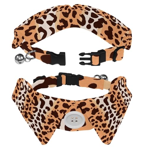 Hundehalsband mit Revers-Design, verstellbar, mit Fliege, Leopardenmuster, 2 Stück Hundehalsband mit Revers-Design, verstellbar, mit Fliege, Leopardenmuster, 2 Stück von DragonBtu