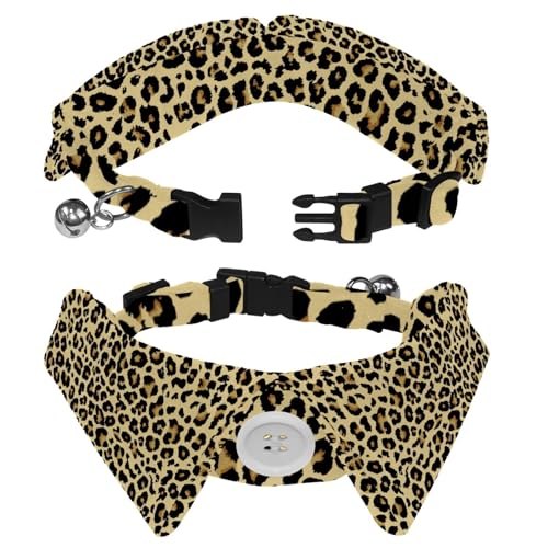 Hundehalsband mit Revers-Design, verstellbar, mit Fliege, Leopardenmuster, 2 Stück Hundehalsband mit Revers-Design, verstellbar, mit Fliege, Leopardenmuster, 2 Stück von DragonBtu