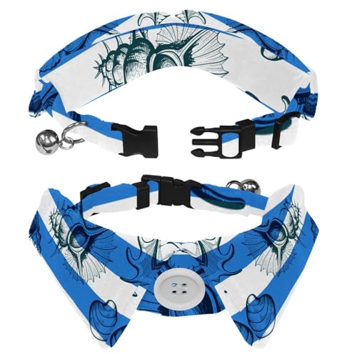 Hundehalsband mit Revers-Design, verstellbar, mit Fliege, Muschel, stachelig, 2 Stück Hundehalsband mit Revers-Design, verstellbar, mit Fliege, Muschel, stachelig, 2 Stück von DragonBtu