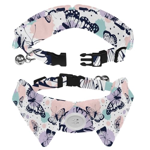 Hundehalsband mit Revers-Design, verstellbar, mit Fliege, Schmetterling, 2 Stück Hundehalsband mit Revers-Design, verstellbar, mit Fliege, Schmetterling, 2 Stück von DragonBtu