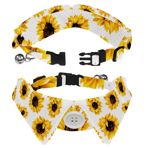 Hundehalsband mit Revers-Design, verstellbar, mit Fliege, Sonnenblume, 2 Stück Hundehalsband mit Revers-Design, verstellbar, mit Fliege, Sonnenblume, 2 Stück von DragonBtu