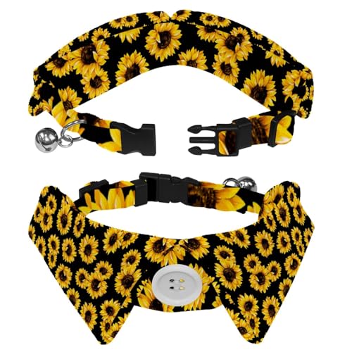 Hundehalsband mit Revers-Design, verstellbar, mit Fliege, Sonnenblume, 2 Stück Hundehalsband mit Revers-Design, verstellbar, mit Fliege, Sonnenblume, 2 Stück von DragonBtu