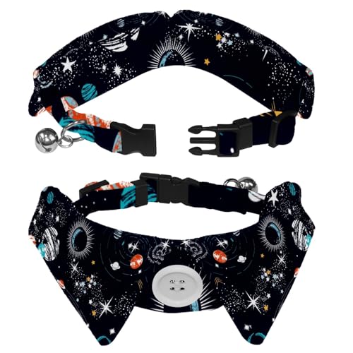 Hundehalsband mit Revers-Design, verstellbar, mit Fliege, Sterne, Planeten, Raketen, 2 Stück Hundehalsband mit Revers-Design, verstellbar, mit Fliege, Sterne, Planeten, Raketen, 2 Stück von DragonBtu