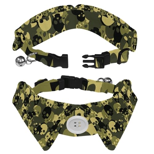 Hundehalsband mit Revers-Design, verstellbar, mit Fliege, Totenkopf, 2 Stück Hundehalsband mit Revers-Design, verstellbar, mit Fliege, Totenkopf, 2 Stück von DragonBtu