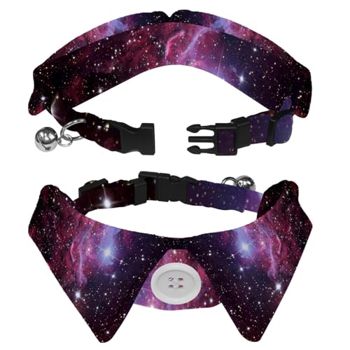 Hundehalsband mit Revers-Design, verstellbar, mit Fliege, Weltraumnebel, Stern, 2 Stück Hundehalsband mit Revers-Design, verstellbar, mit Fliege, Weltraumnebel, Stern, 2 Stück von DragonBtu