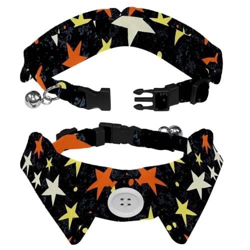Hundehalsband mit Revers-Design, verstellbar, mit Fliege, bunte Sterne, 2 Stück Hundehalsband mit Revers-Design, verstellbar, mit Fliege, bunte Sterne, 2 Stück von DragonBtu