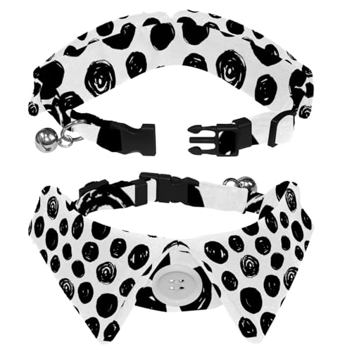 Hundehalsband mit Revers-Design, verstellbar, mit Fliege, schwarze Punkte, 2 Stück Hundehalsband mit Revers-Design, verstellbar, mit Fliege, schwarze Punkte, 2 Stück von DragonBtu