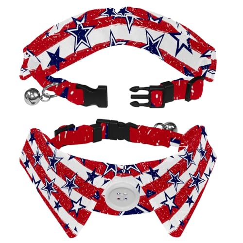 Hundehalsband mit Revers-Design, verstellbar, mit Fliege, weiße Streifen, USA-Flagge, 2 Stück Hundehalsband mit Revers-Design, verstellbar, mit Fliege, weiße Streifen, USA-Flagge, 2 Stück von DragonBtu