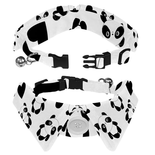 Hundehalsband mit Revers-Design, verstellbar, mit Panda-Fliege, 2 Stück Hundehalsband mit Revers-Design, verstellbar, mit Panda-Fliege, 2 Stück von DragonBtu
