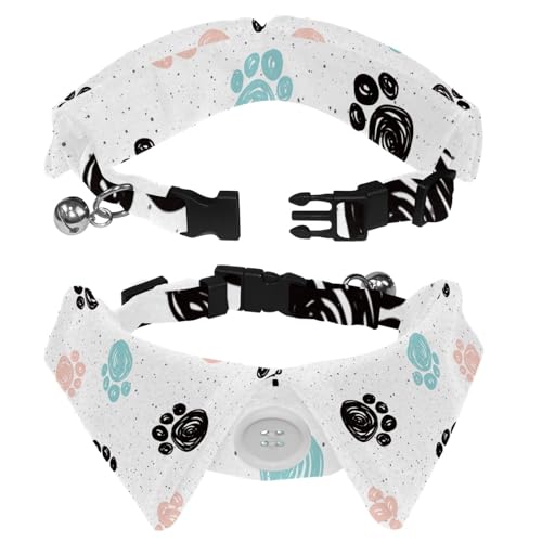 Hundehalsband mit Revers-Design, verstellbar, mit Pfotenabdruck, 2 Stück Hundehalsband mit Revers-Design, verstellbar, mit Pfotenabdruck, 2 Stück von DragonBtu