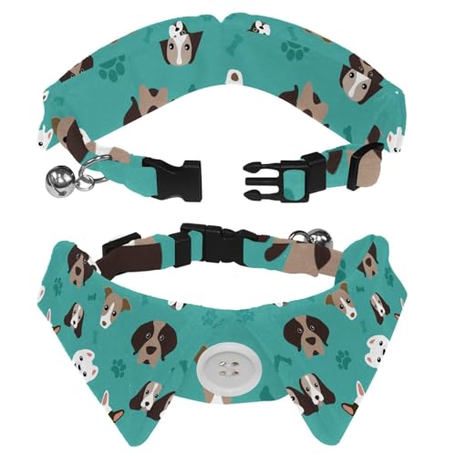 Hundehalsband mit Revers-Design, verstellbar, mit Pfotenabdruck, 2 Stück Hundehalsband mit Revers-Design, verstellbar, mit Pfotenabdruck, 2 Stück von DragonBtu