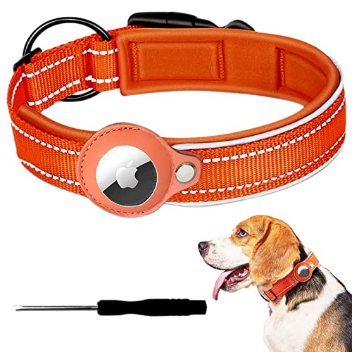 Halsband Airtag Hund Hunde Tracker GPS Mini Hunde Halsband FüR Kleine Hund Orange, FüR Kleine MittelgroßE Hunde, Anti-Lost Location Tracking Hundehalsband, HalsbandgrößE: 2,5 cm × 25 Cm-35 cm von DragonX2