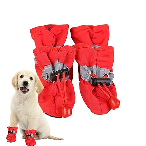 Dranng Hundestiefel, 4 Stück Haustierschuhe Hunderegenstiefel, Hundestiefel und Pfotenschutz, wasserdichter Hundepfotenschutz mit verstellbarem Kordelzug, Hundeschuhe für heißes Pflaster von Dranng