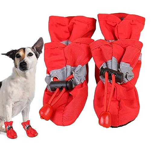 Dranng Hundestiefel | 4 Stück Haustierschuhe für heißes Pflaster | Hundestiefel und Pfotenschutz, wasserdichter Hundepfotenschutz mit verstellbarem Kordelzug, Hundeschuhe für heißes Pflaster von Dranng