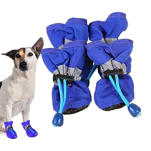 Dranng wasserdichte Hundeschuhe - 4 Stück Hunde-Regenstiefel, Hundeschuhe,Hot Pavement Hundestiefel und Pfotenschutz mit verstellbarem Kordelzug, wasserdichter Hundeschuh für Haustiere, Katzen von Dranng