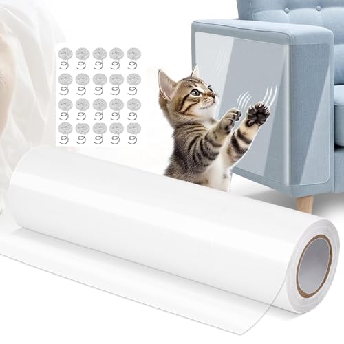 Kratzfolie Katzen Selbstklebend(20cm × 300cm) Anti Kratz Folie für Katzen Kratzschutz Sofa Katze Katzen Kratzschutz (50 Schrauben),Geeignet für Sofas, Schränke, Möbel (20 * 300cm) von Dratenger