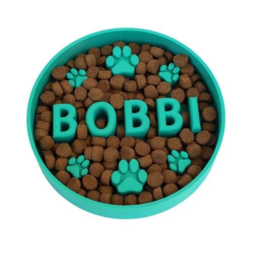 Drawelry Hunde Katze Fressnäpfe Personalisiert mit 3D Name Gravur Hundenapf Langsam Fresser Antischlingnapf Katzennapf Slow Feeder rutschfest Langsame Fütterung Näpfe Haustier Geschenk (C02) von Drawelry