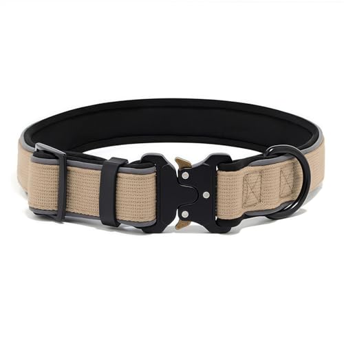 Drawelry Taktisches Halsband mit Reflektierendem Schlauch für Klein Mittel und große Hunde, Anti-Verlust Labrador Spezielles Haustierhalsband (Beige, M) von Drawelry