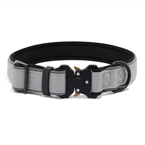 Drawelry Taktisches Halsband mit Reflektierendem Schlauch für Klein Mittel und große Hunde, Anti-Verlust Labrador Spezielles Haustierhalsband (Grau, XS) von Drawelry