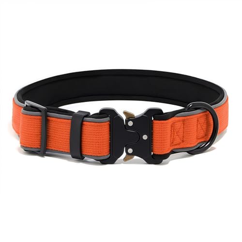 Drawelry Taktisches Halsband mit Reflektierendem Schlauch für Klein Mittel und große Hunde, Anti-Verlust Labrador Spezielles Haustierhalsband (Orange, M) von Drawelry