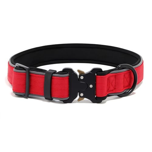 Drawelry Taktisches Halsband mit Reflektierendem Schlauch für Klein Mittel und große Hunde, Anti-Verlust Labrador Spezielles Haustierhalsband (Rot, L) von Drawelry