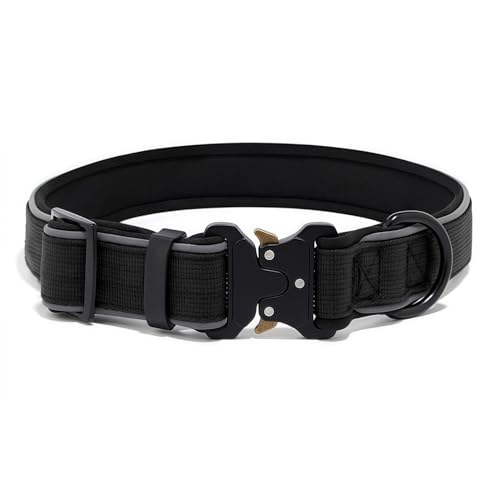 Drawelry Taktisches Halsband mit Reflektierendem Schlauch für Klein Mittel und große Hunde, Anti-Verlust Labrador Spezielles Haustierhalsband (Schwarz, S) von Drawelry