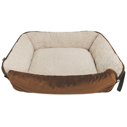 Dream Paws Hundesofa mit ausrollbarer Decke, Karamell-Plüsch-Samt-Möbelschutzmatte, Flauschiges Fleece-gefüttertes Haustierbett, waschbares Hundebett für kleine/mittelgroße Rassen, 50 x 60 x 18 cm Dream Paws Hundesofa mit ausrollbarer Decke, Karamell-Plüsch-Samt-Möbelschutzmatte, Flauschiges Fleece-gefüttertes Haustierbett, waschbares Hundebett für kleine/mittelgroße Rassen, 50 x 60 x 18 cm von Dream Paws