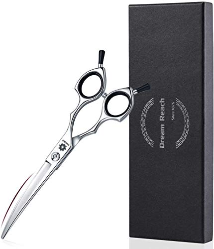 Dream Reach 6,5 Inch Hundeschere Fellschere, Gebogene Hunde Schere mit Geschenbox,440C Edelstahl Fellschere für Hund Katzen Schneiden(Schwarz) von Dream Reach