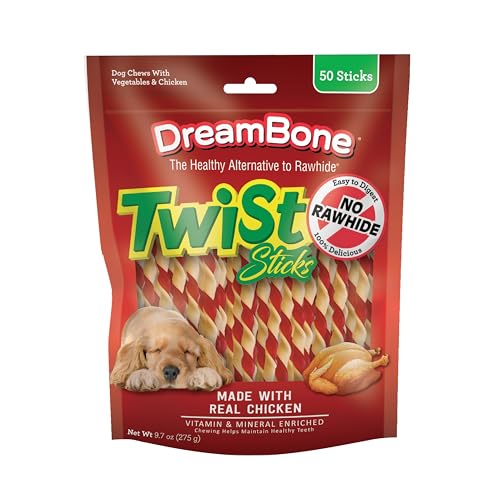 DreamBone Twist-Sticks rohlederfreies Kauspielzeug für Hunde mit echtem Huhn von DreamBone