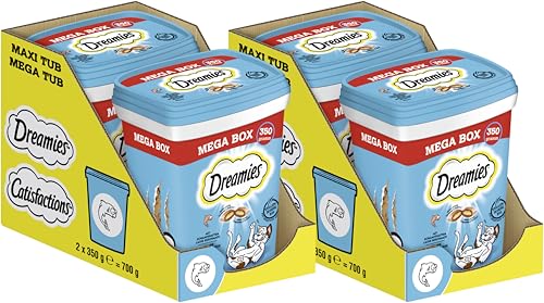 DREAMIES™ Mega Box mit schmackhaftem Lachs Geschmack 2 x 2 x 350g von Dreamies