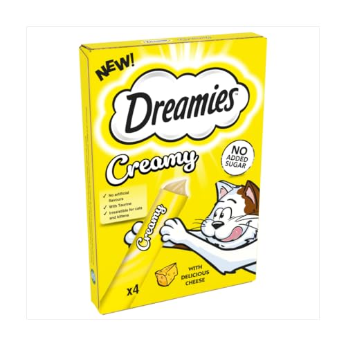 DREAMIES Creamy Käse Cremige Leckerlis für Katzen mit Käse Multipack 4 x 4 x 10g (16 Portionen) von Dreamies