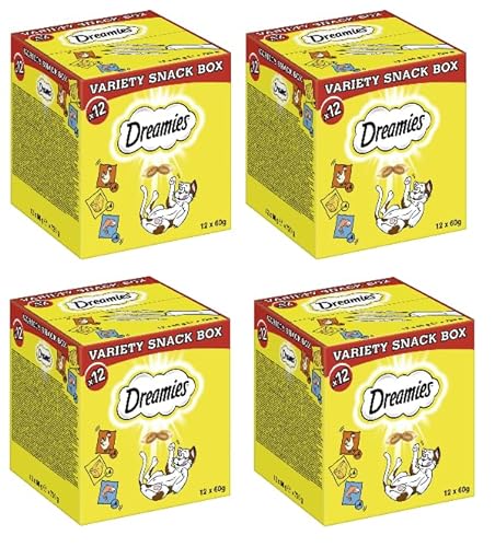 DREAMIES Multipack Variety Snack Box 3 Varietäten (4, Huhn, Käse, Fisch) von Dreamies